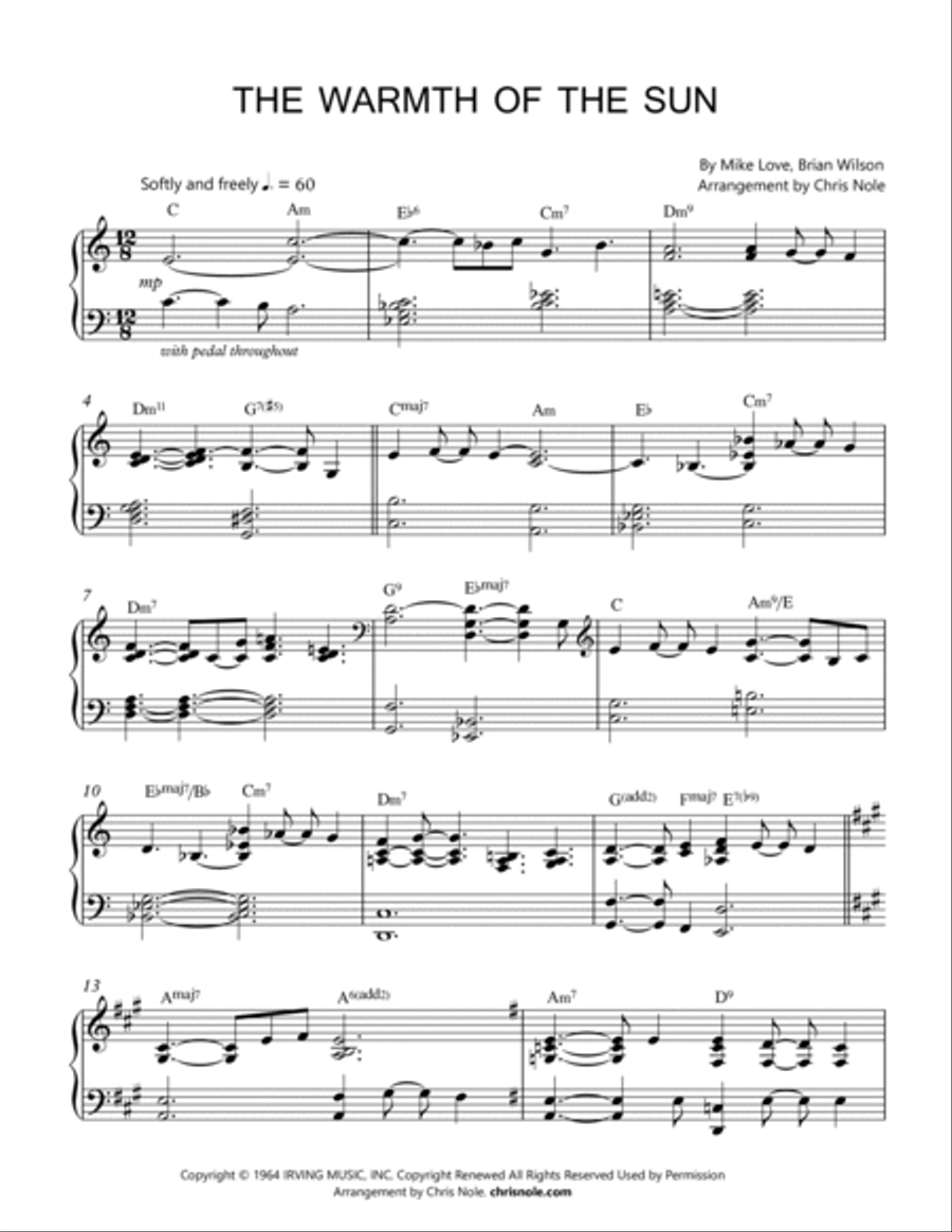 The Warmth Of The Sun The Warmth Of The Sun Piano Solo scores gallery preview page 2