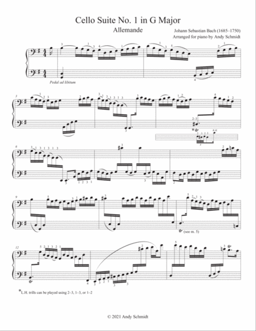 Bach Cello Suite No. 1 in G Major Piano Solo scores gallery preview page 4