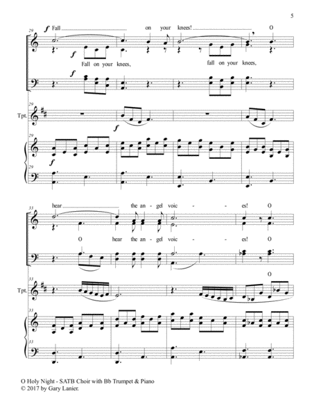 O HOLY NIGHT (SATB Choir with Bb Trumpet & Piano - Score & Parts included) image number null