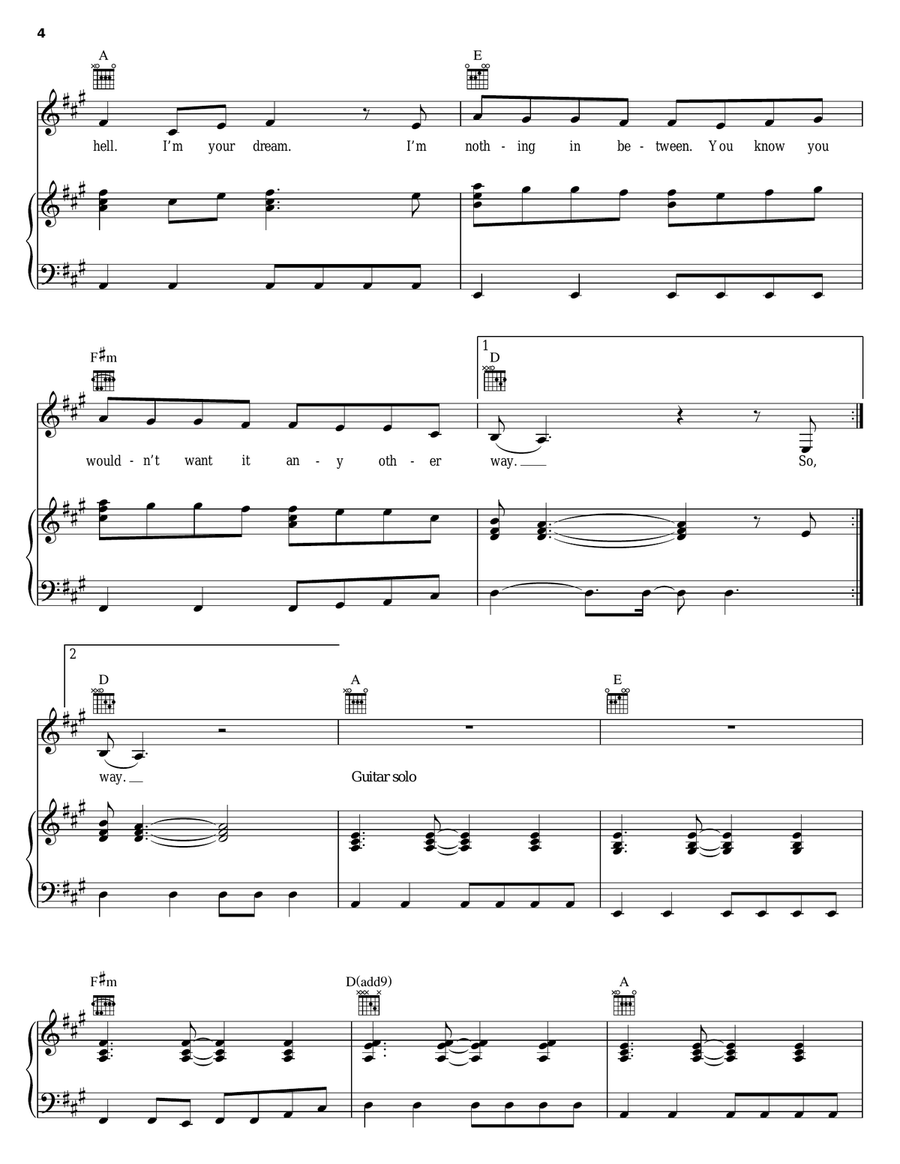 Bitch Piano, Vocal, Guitar scores gallery preview page 4