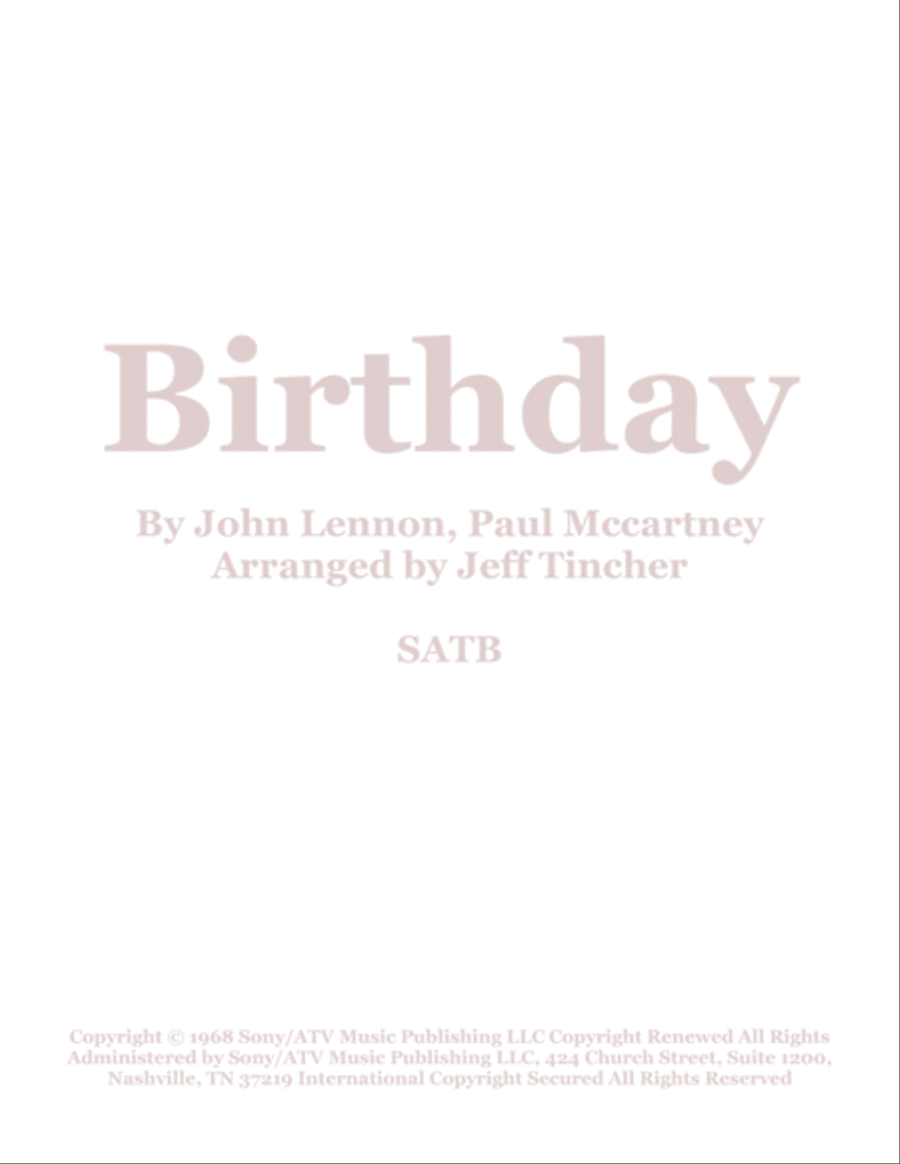 Birthday Birthday 4-Part scores gallery preview page 1