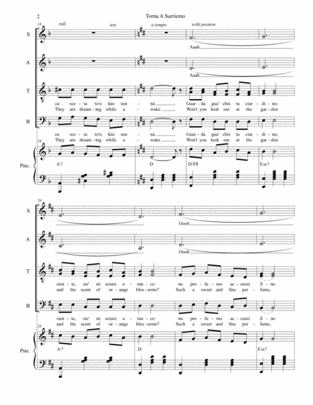Torna A Surriento (Come Back to Sorrento) (for SATB - Alternate Version) image number null