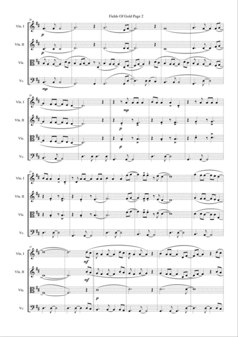 Fields Of Gold String Quartet scores gallery preview page 2
