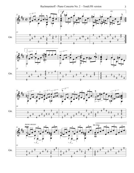 Rachmaninoff Piano Concerto No.2 Adagio Sustenuto Guitar Complete image number null