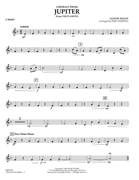 Chorale from Jupiter - F Horn
