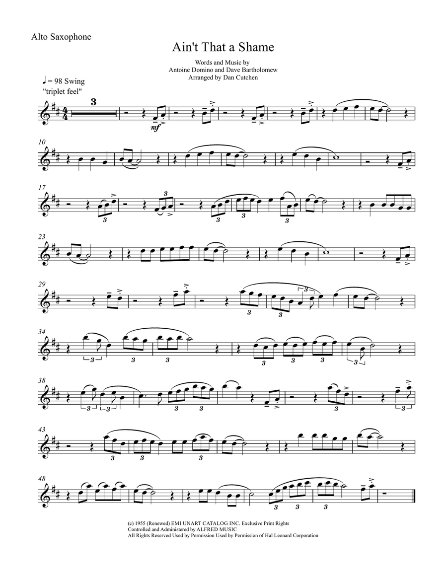 Ain't That A Shame Alto Saxophone scores gallery preview page 1