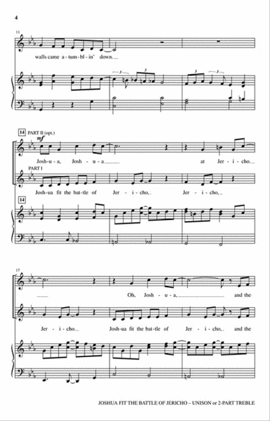 Joshua Fit the Battle of Jericho Unison Choir scores gallery preview page 3