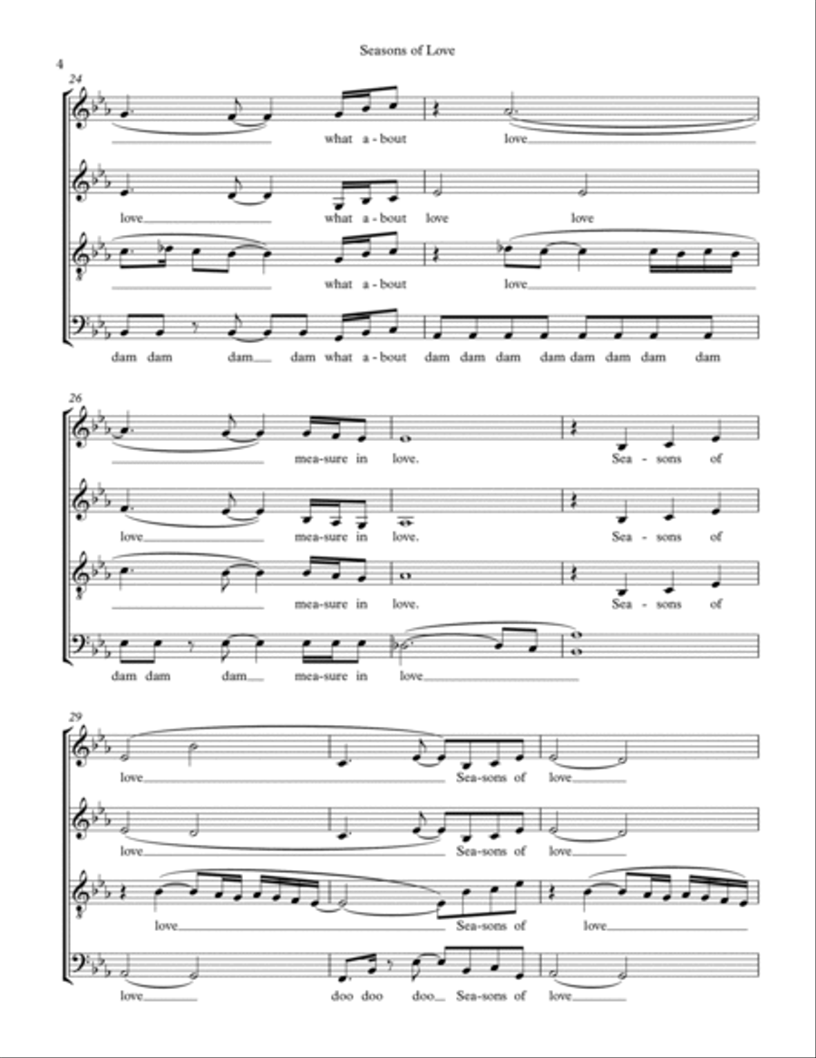 Seasons Of Love Seasons Of Love 4-Part scores gallery preview page 4