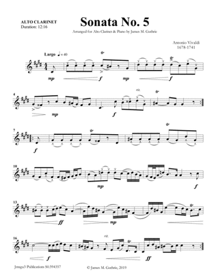 Vivaldi: Sonata No. 5 for Alto Clarinet & Piano