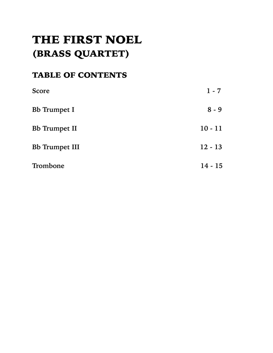 The First Noel (Brass Quartet): Three Trumpets and Trombone Brass Quartet scores gallery preview page 4