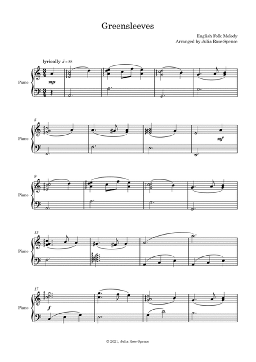 Greensleeves (piano solo - beginner - intermediate) image number null