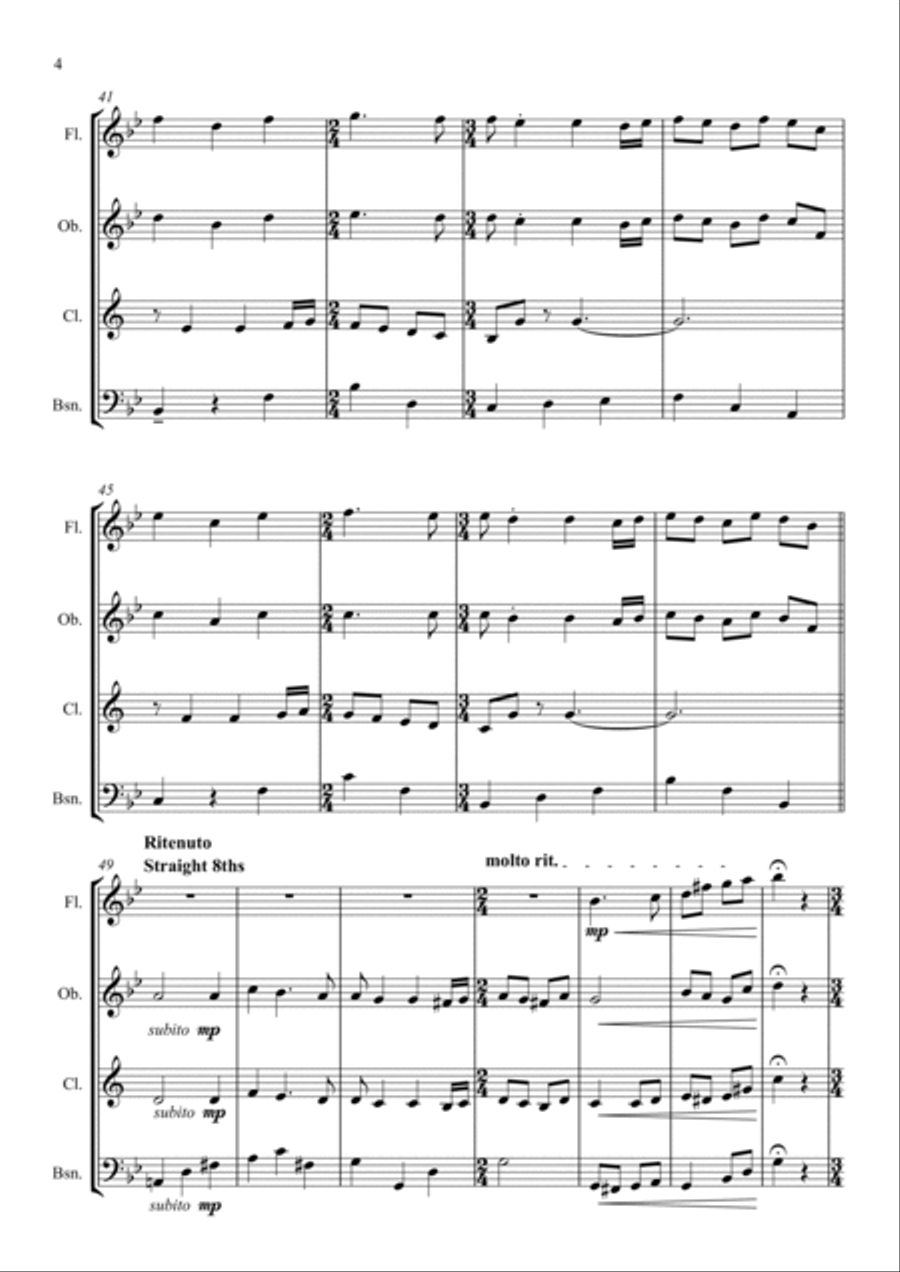 Hungarian Dance - in a Jazz Style - for Woodwind Quartet Woodwind Quartet scores gallery preview page 4