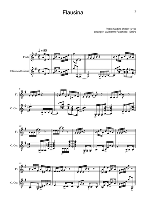 Book cover for Pedro Galdino - Flausina. Arrangement for Flute and Classical Guitar