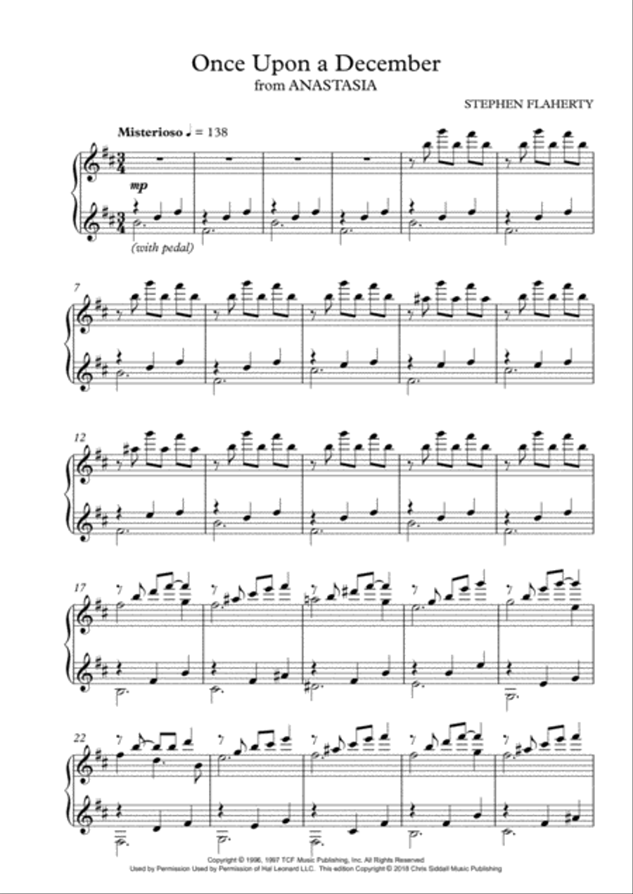 Once Upon A December from the Twentieth Century Fox Motion Picture ANASTASIA Piano Solo scores gallery preview page 2