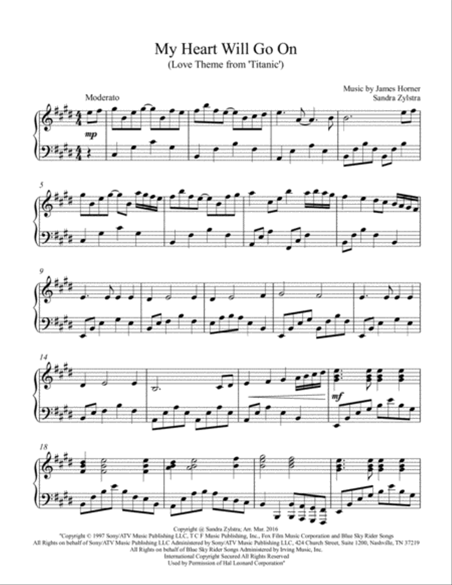 My Heart Will Go On (Love Theme from Titanic) Piano Solo scores gallery preview page 2