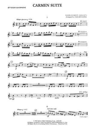 Carmen Suite: B-flat Tenor Saxophone