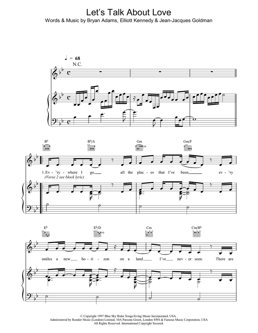 Let's Talk About Love Let's Talk About Love Piano, Vocal, Guitar scores gallery preview page 1