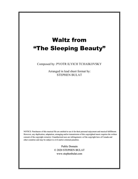 Sleeping Beauty Waltz (Tchaikovsky) - Lead sheet (key of Bb)