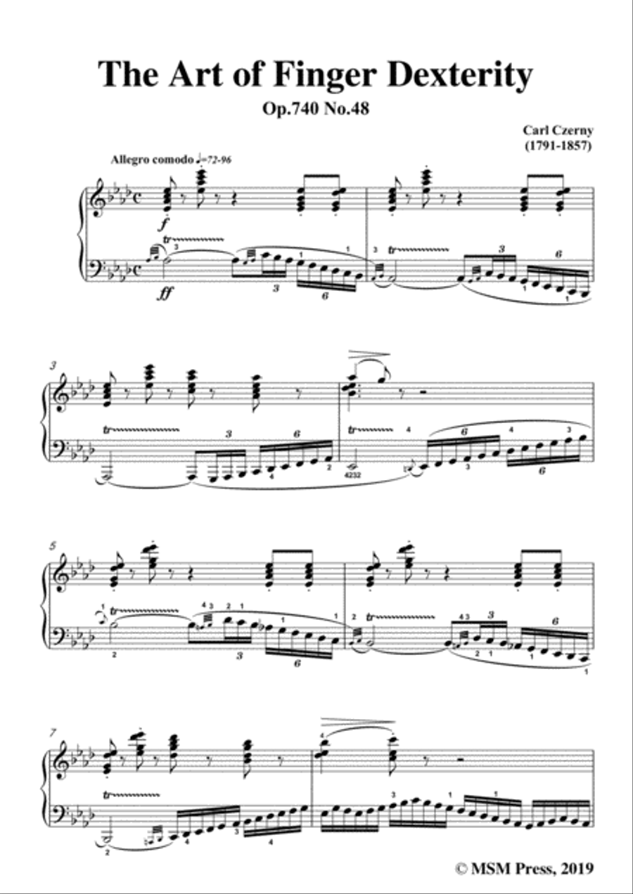 Czerny-The Art of Finger Dexterity,Op.740 No.48,for Piano image number null