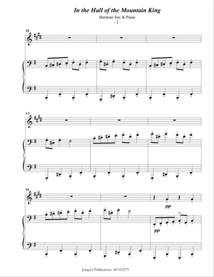Grieg: Hall of the Mountain King from Peer Gynt Suite for Baritone Sax & Piano Baritone Saxophone scores gallery preview page 3