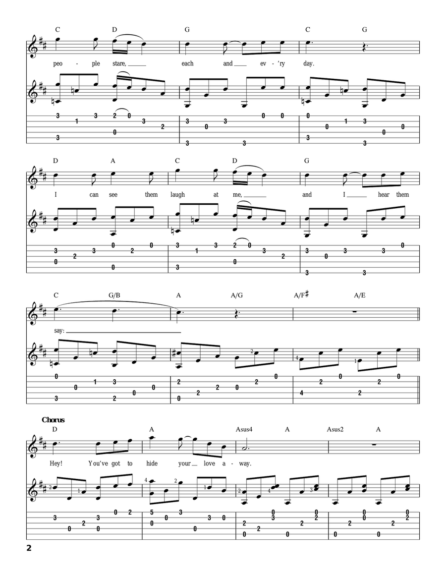 You've Got To Hide Your Love Away Acoustic Guitar scores gallery preview page 2