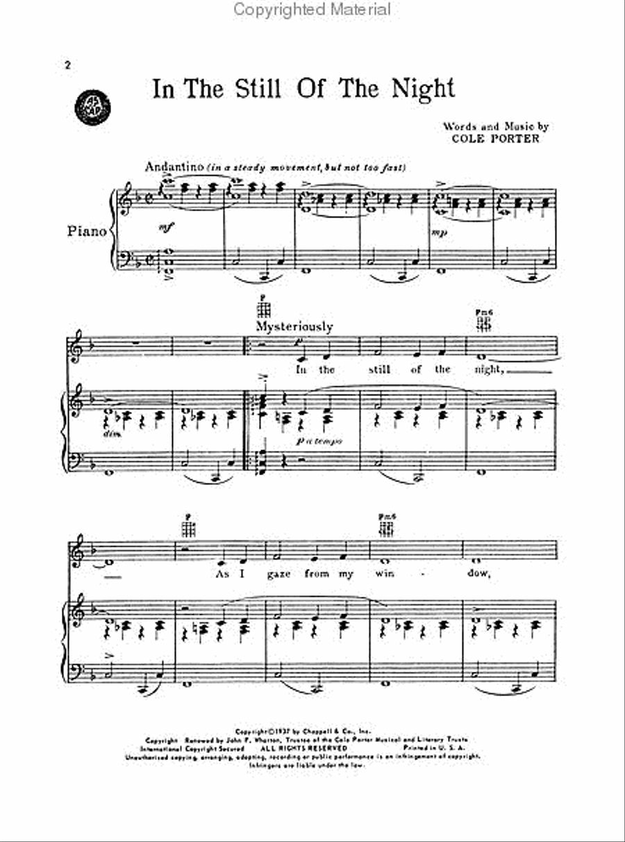 In the Still of the Night Piano, Vocal, Guitar scores gallery preview page 2
