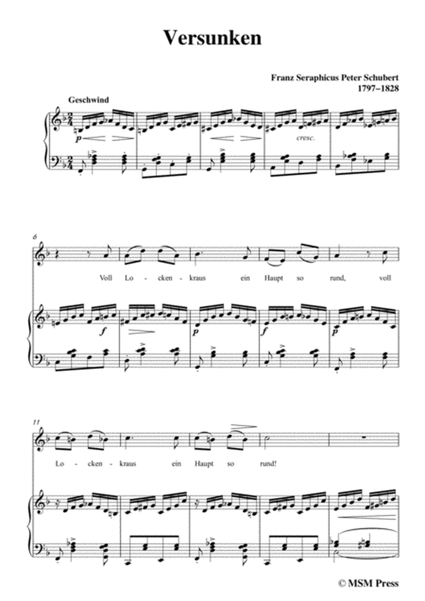 Schubert-Versunken,in F Major,for Voice&Piano