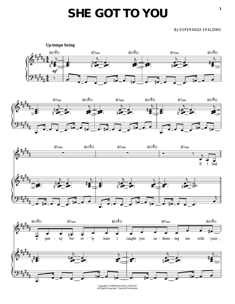 She Got To You Piano, Vocal scores gallery preview page 1