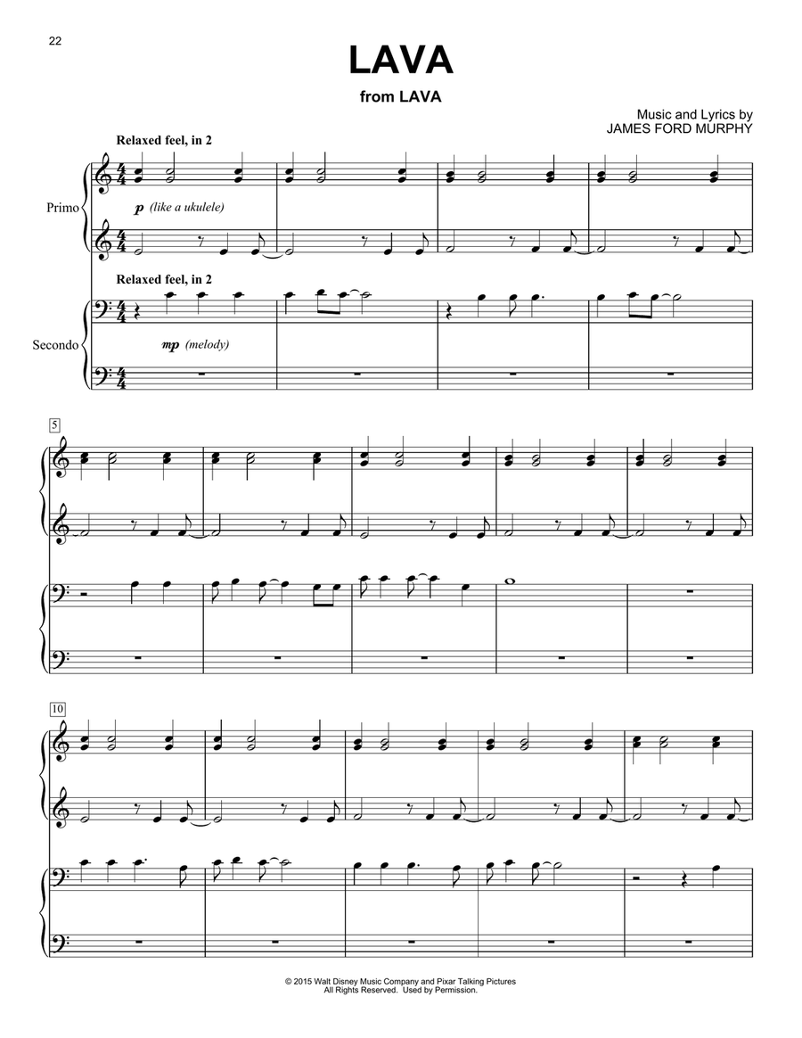 Lava (from Lava) Piano Duet scores gallery preview page 1