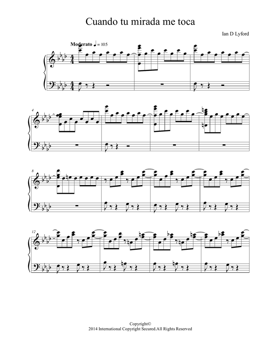 CUANDO TU MIRADA ME TOCA CUANDO TU MIRADA ME TOCA Piano Solo scores gallery preview page 1