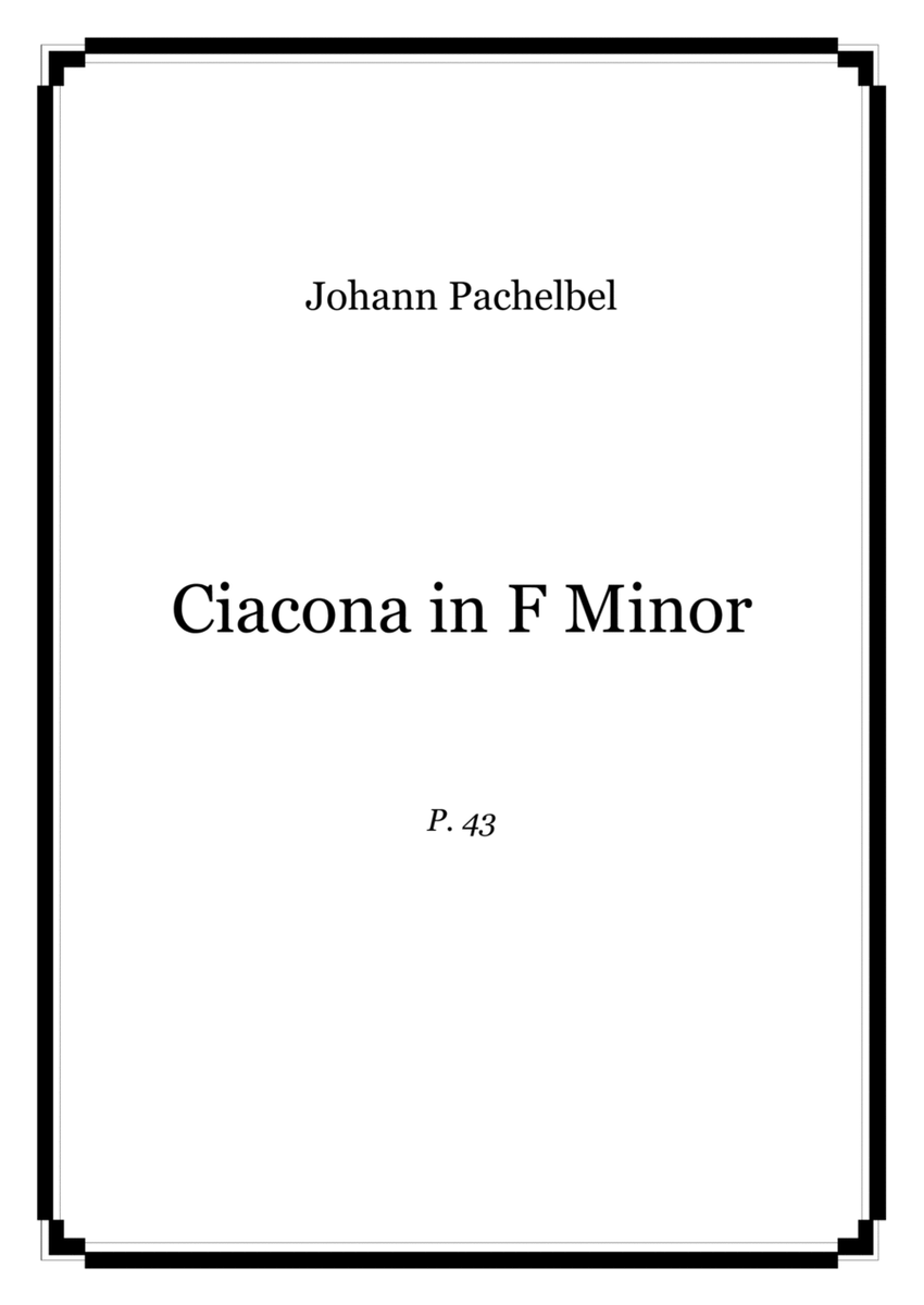 Pachelbel - Ciacona in F Minor, P. 43 - piano solo image number null