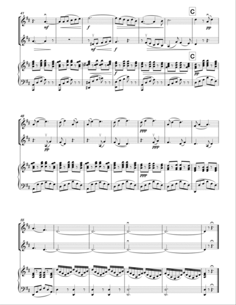 OFFENBACH Barcarolle (The Tales of Hoffman) for two violins & piano Violin Solo scores gallery preview page 4