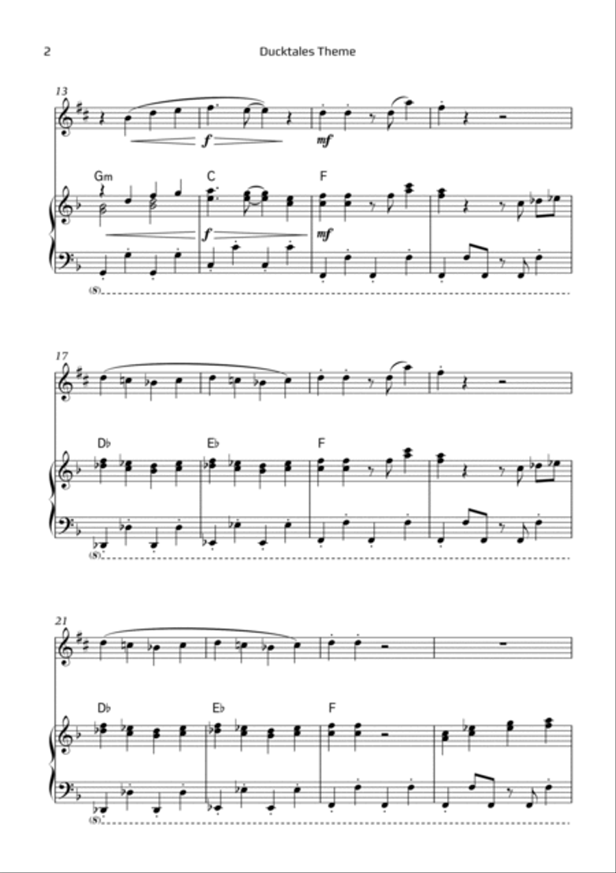 Ducktales Theme Baritone Saxophone scores gallery preview page 2