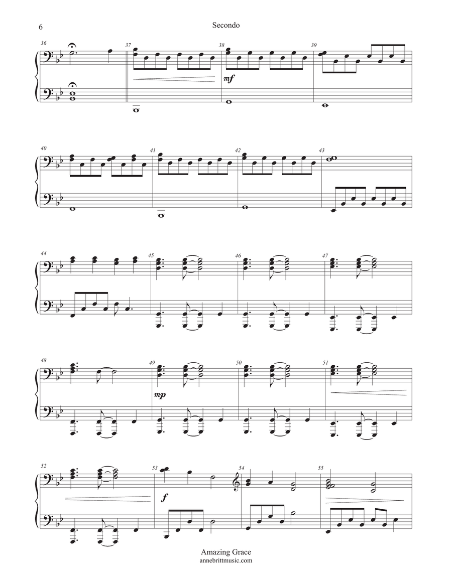 Amazing Grace (piano duet) 1 Piano, 4-Hands scores gallery preview page 5