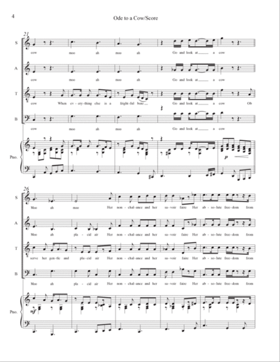 Ode to a Cow 4-Part scores gallery preview page 4