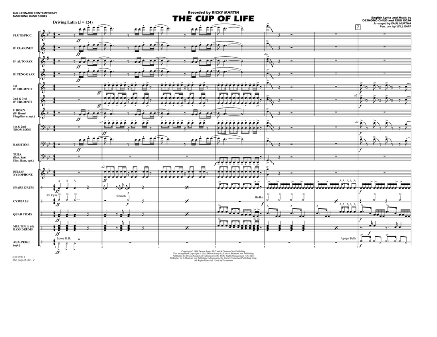 The Cup of Life - Conductor Score (Full Score) Marching Band scores gallery preview page 2