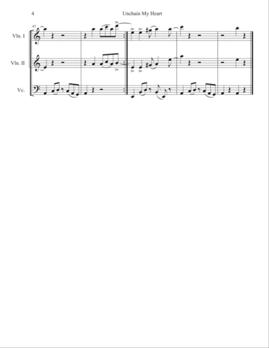 Unchain My Heart String Trio scores gallery preview page 4