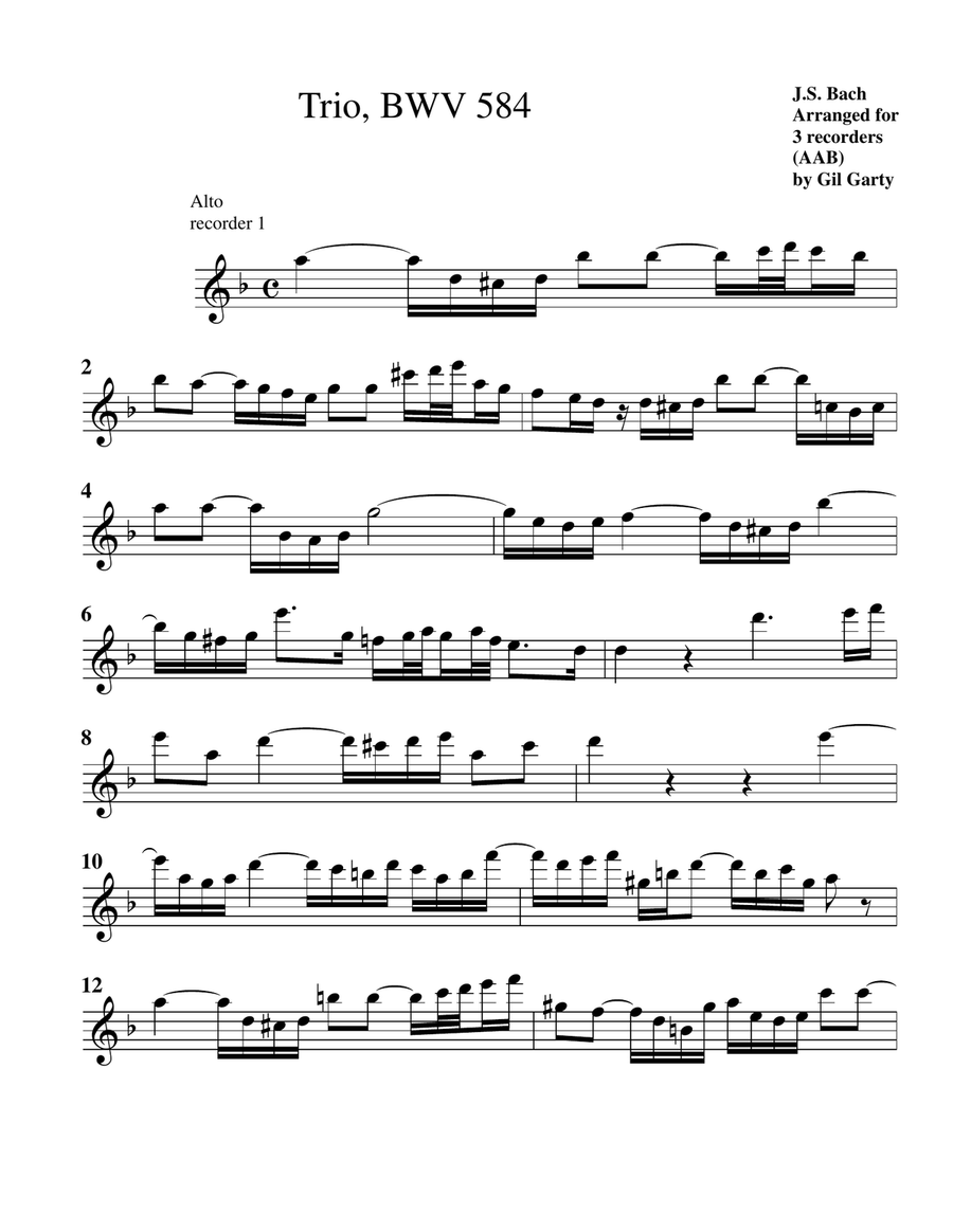 Trio for organ, BWV 584 (arrangement for 3 recorders (AAB)) Recorder scores gallery preview page 4
