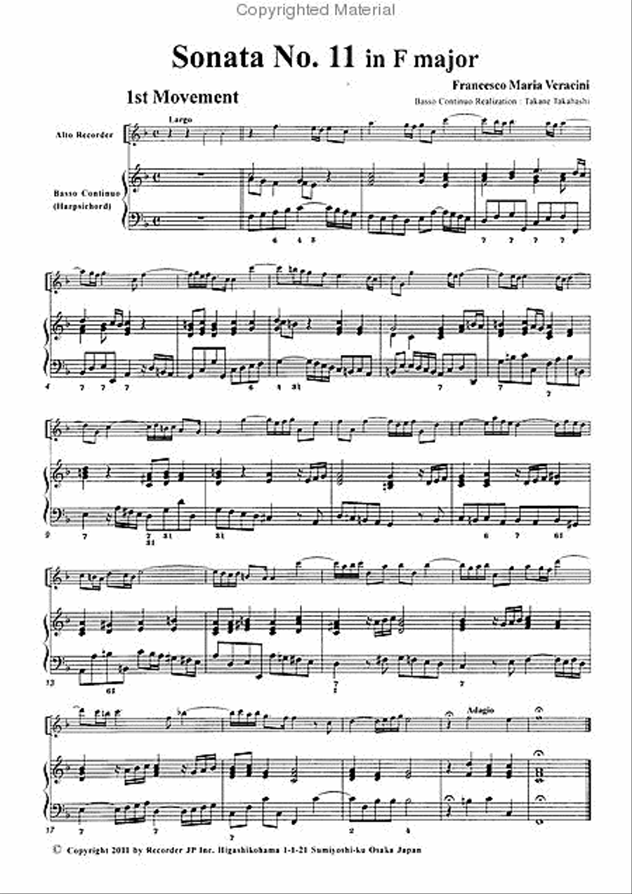 Sonata No. 11 in F Major Alto Recorder scores gallery preview page 3