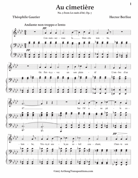 BERLIOZ: Au cimetière, Op. 7 no. 5 (transposed to A-flat major)