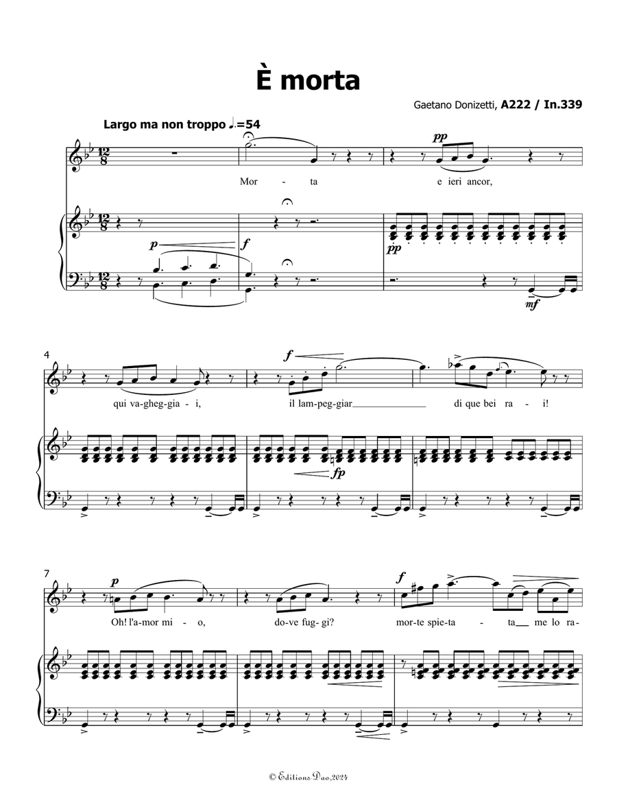 È morta, by Donizetti, in g minor Piano, Vocal scores gallery preview page 3