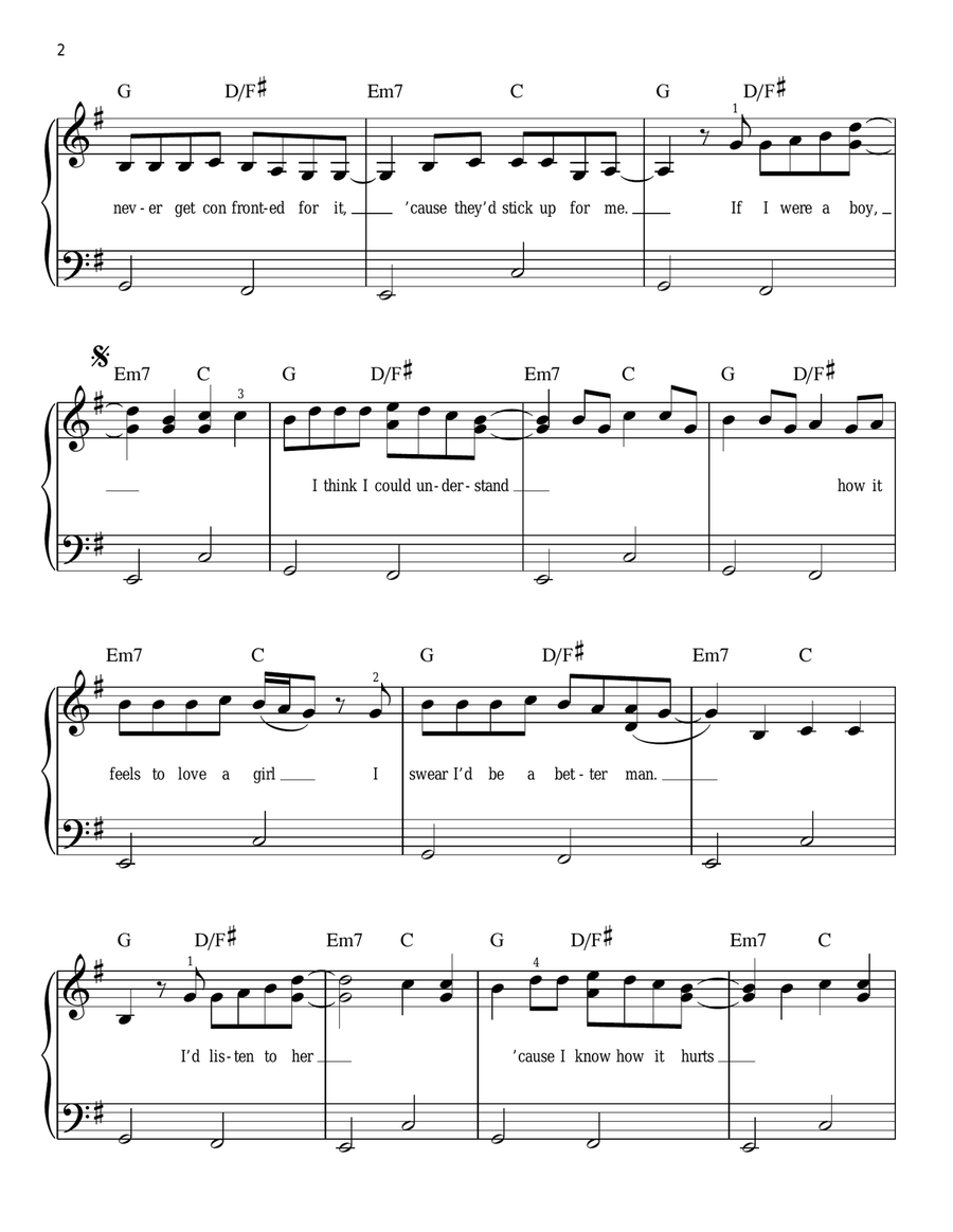 If I Were A Boy Easy Piano scores gallery preview page 2