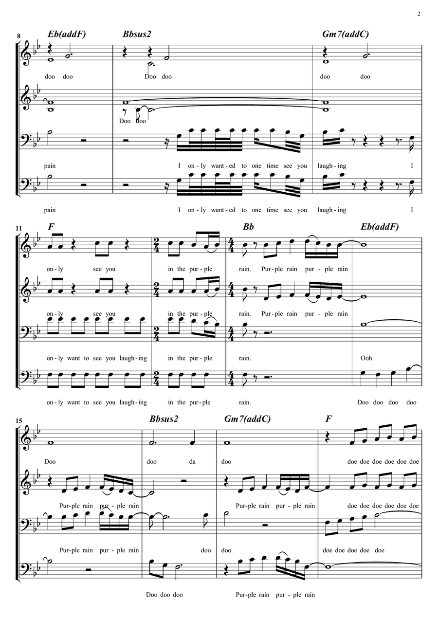 Purple Rain A Cappella scores gallery preview page 2