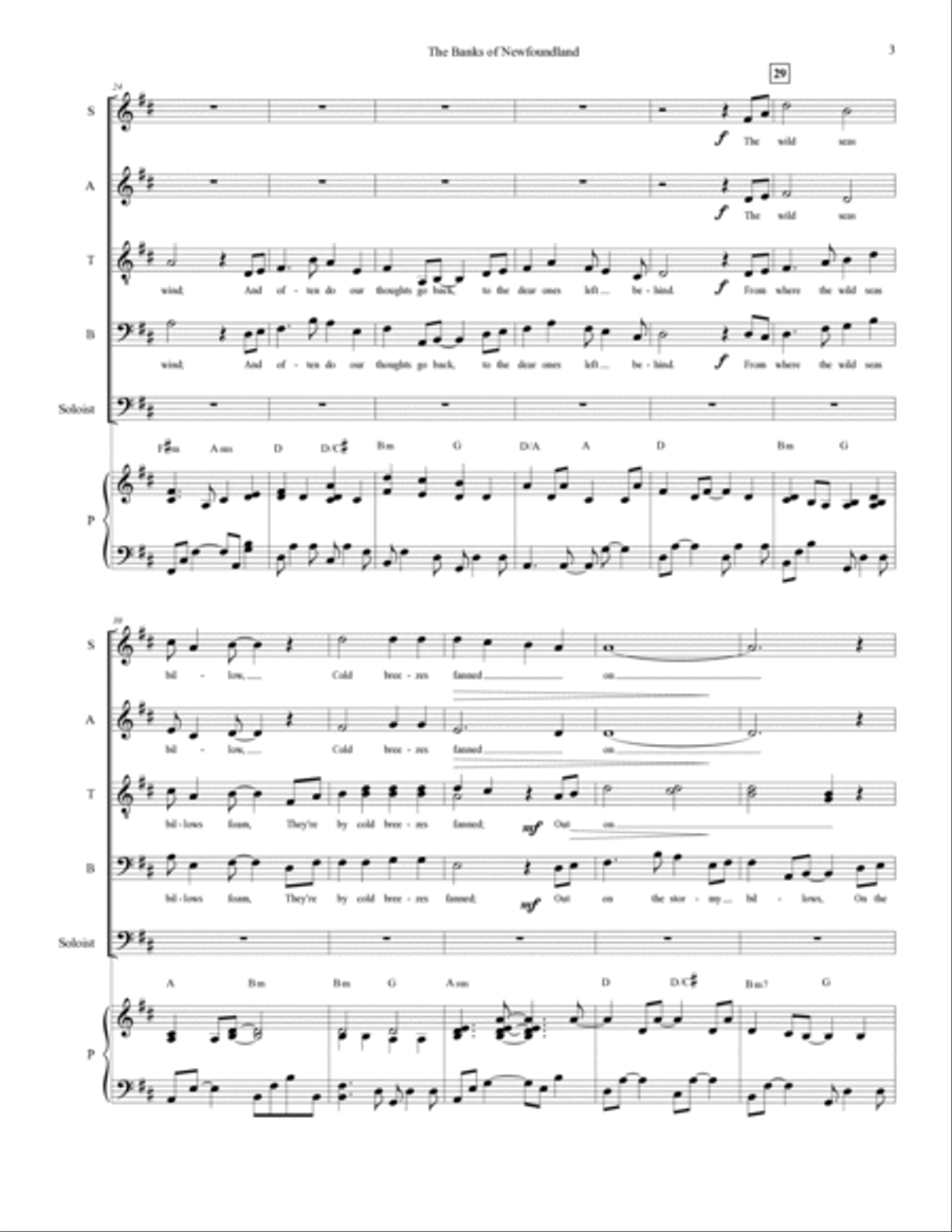 The Banks of Newfoundland (SATB with soloist) 4-Part scores gallery preview page 3