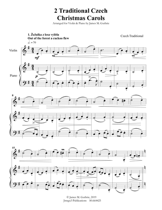 Book cover for 2 Traditional Czech Christmas Carols for Violin & Piano