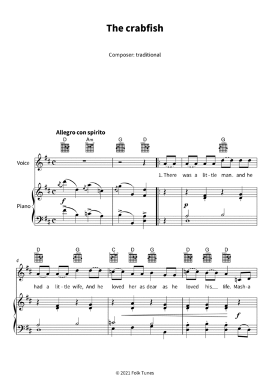 The crabfish Piano, Vocal, Guitar scores gallery preview page 3