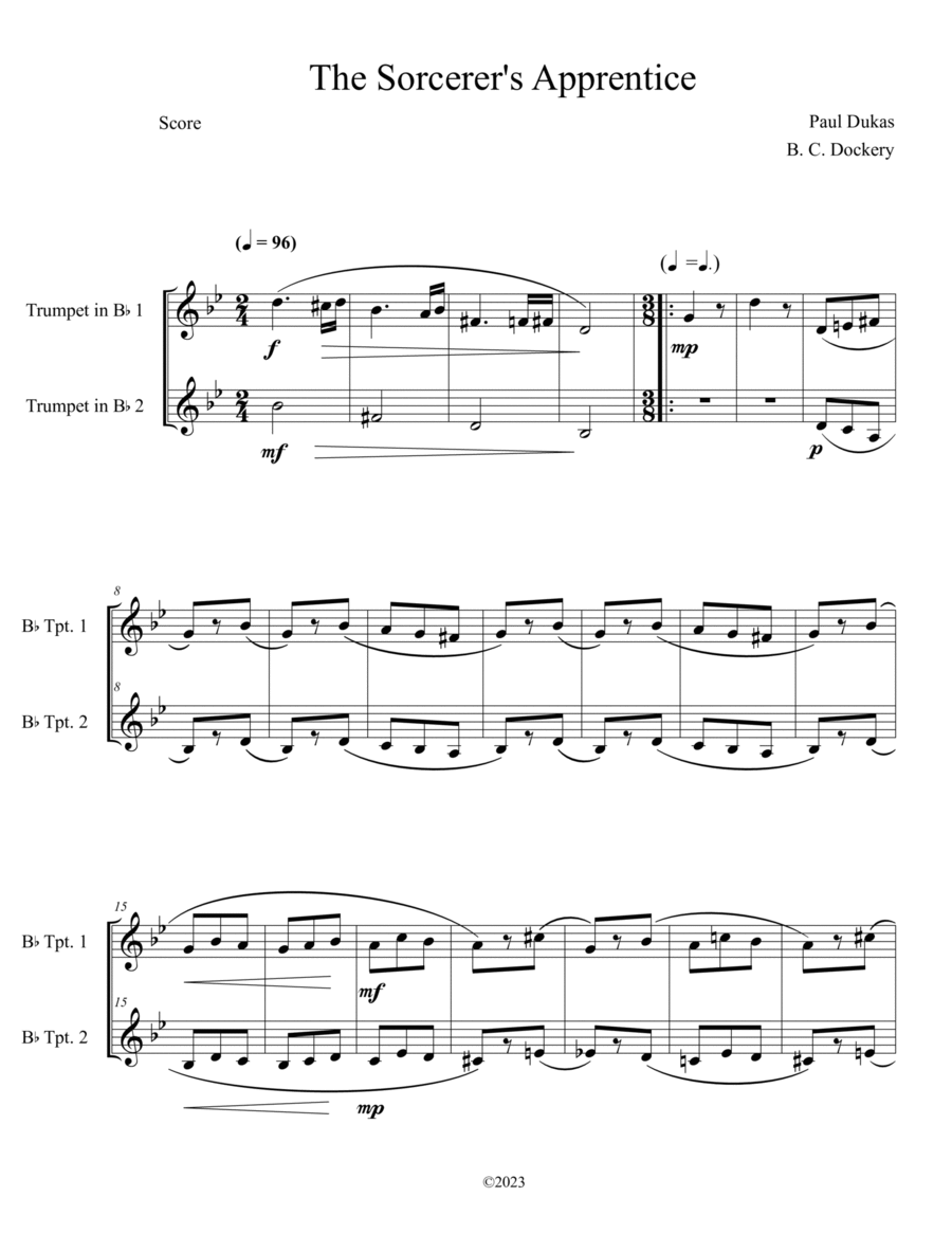 The Sorcerer's Apprentice (Trumpet Duet) Trumpet Duet scores gallery preview page 1