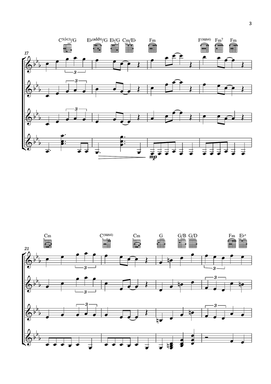 Theme From Spider Man Guitar Ensemble scores gallery preview page 3
