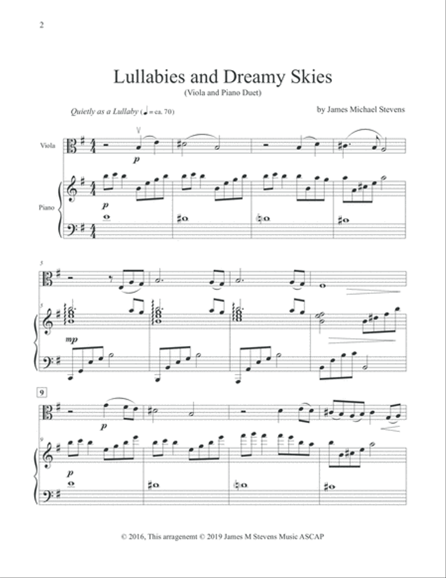 Lullabies and Dreamy Skies - Viola & Piano Viola scores gallery preview page 2
