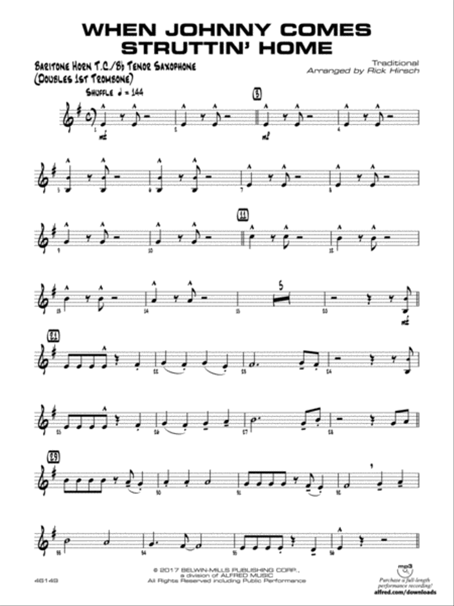 When Johnny Comes Struttin' Home: Baritone T.C. Jazz Ensemble scores gallery preview page 1